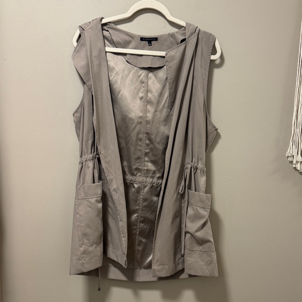 Tan Sleeveless Vest with Pockets